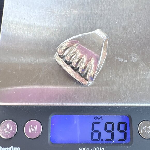 VTG Sterling Silver 925 Black Onyx Multiband Style Statement Ring Size 8.25 - Picture 7 of 8